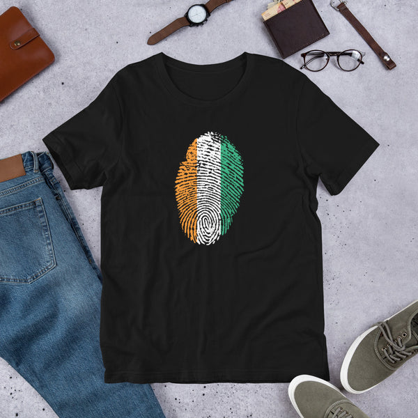 Short-Sleeve Unisex T-Shirt-IVORY COAST Flag Fingerprint