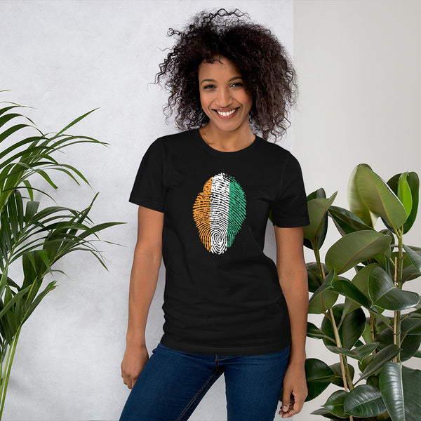 Short-Sleeve Unisex T-Shirt-IVORY COAST Flag Fingerprint